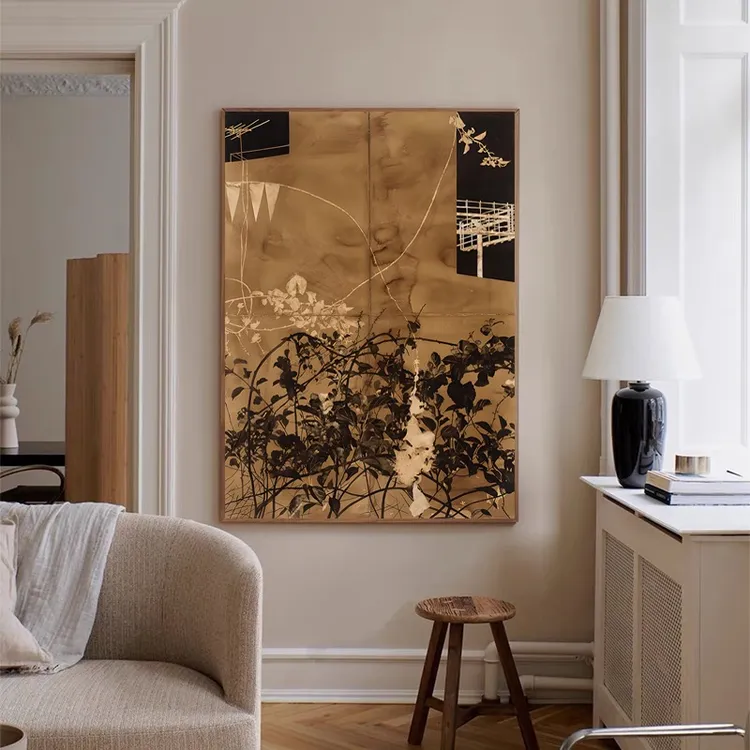 海市蜃楼侘寂风文艺复古方形客厅装饰画沙发背景玄关墙卧室落地画