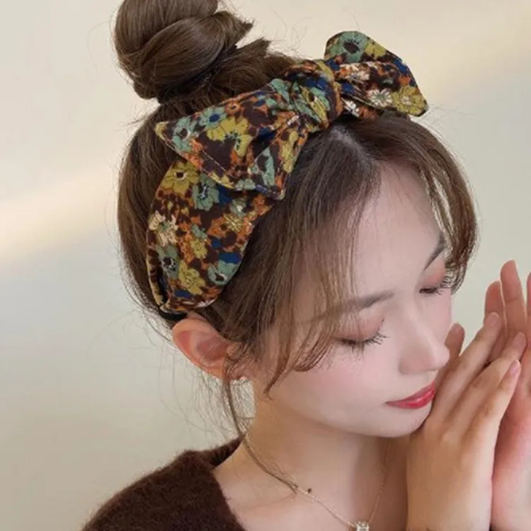 蝴蝶结优雅韩版碎花头饰气质发卡发箍网红新款宽边外出洗脸头箍