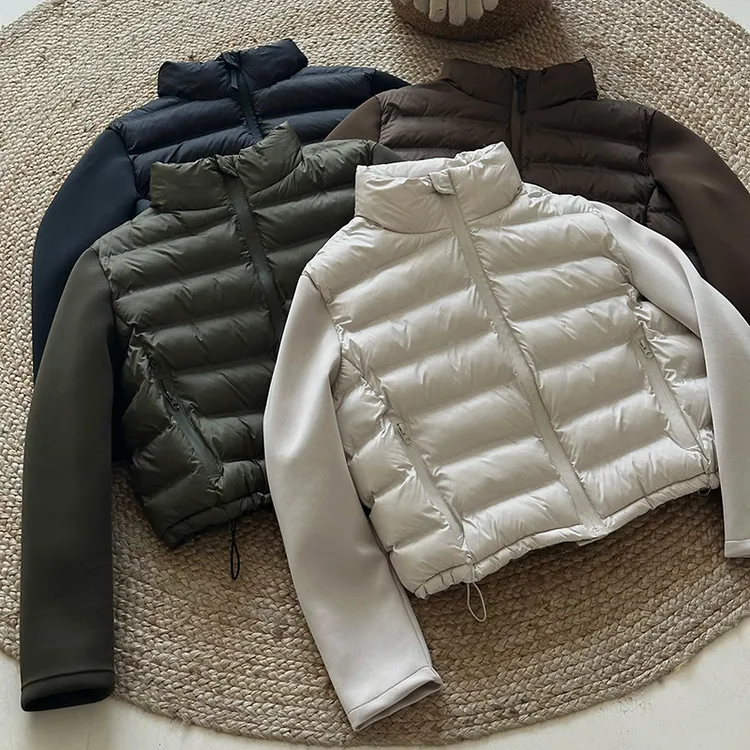 冬季新款拼接黑色轻薄短款棉服小个子立领过冬夹克棉衣过冬外套