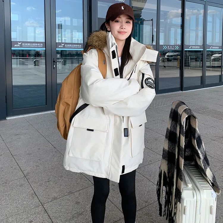 2024年冬季新款派克服韩版宽松情侣棉服女加厚工装学院风防寒棉袄