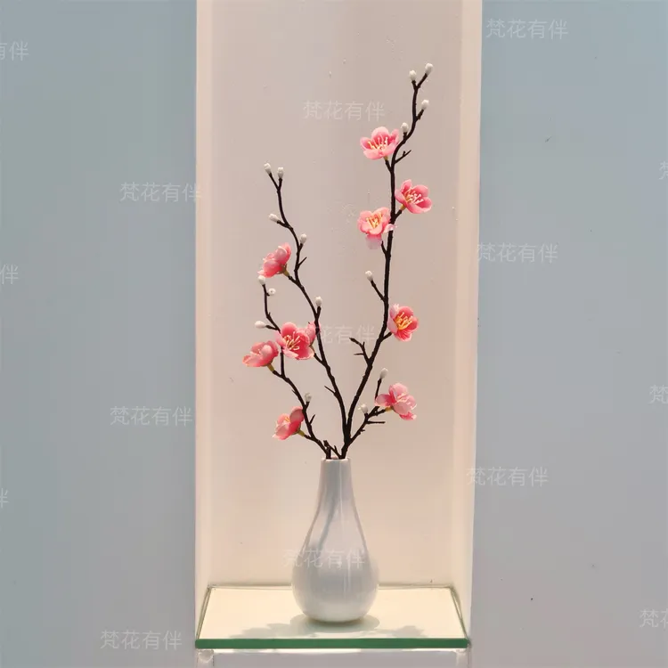腊梅花仿真花束树枝梅花新中式茶几摆件家居装饰客厅玄关花艺摆件
