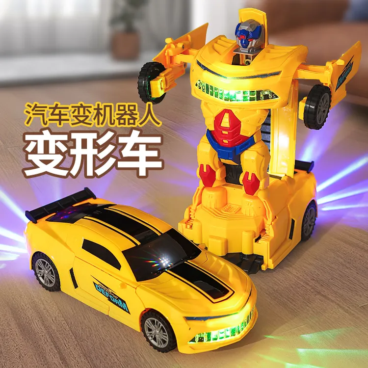 电动儿童汽车变形机器人声光音乐万向行走玩具变形车男孩女孩玩具