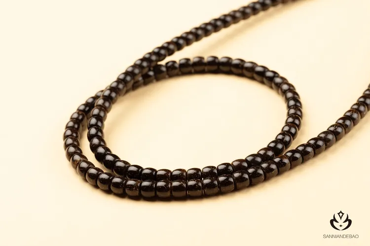 印尼原生态椰蒂长串108  无泡油 手工镶嵌银标 直切珠型 6*5mm