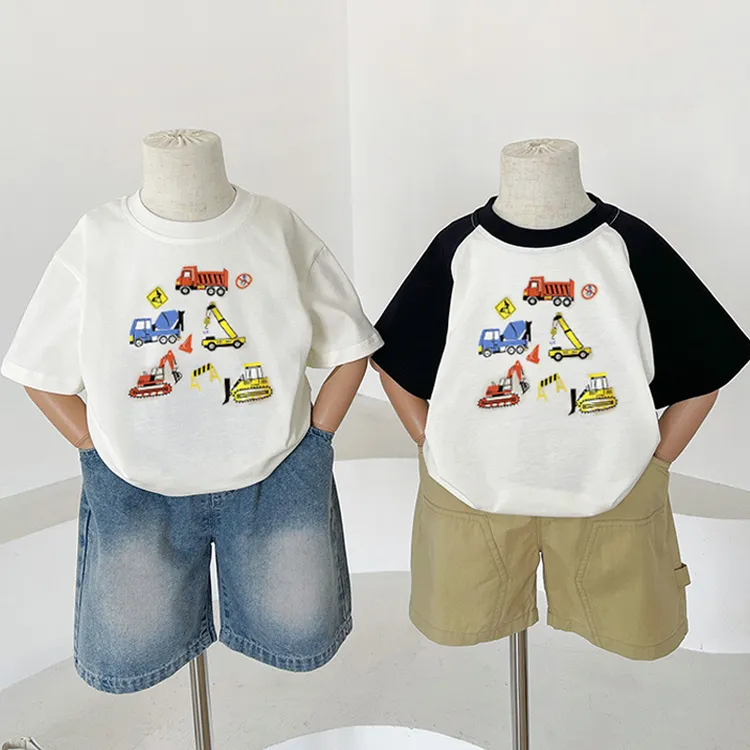 【纯棉】童装工程车衣服男童短袖T恤儿童夏装宝宝宽松帅气卡通上衣