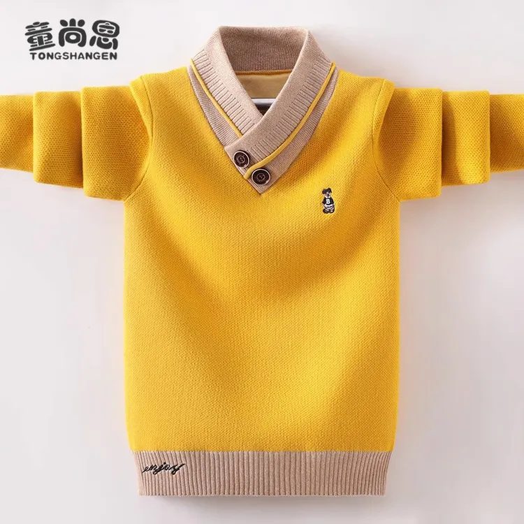 男童毛衣秋冬2025新款加厚儿童针织衫中大童洋气男孩线衣纯棉内搭