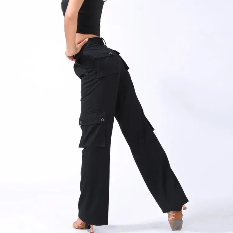 工装舞蹈裤拉丁舞广场摩登练功舞裤男女同款直筒女裤女士男裤裤子