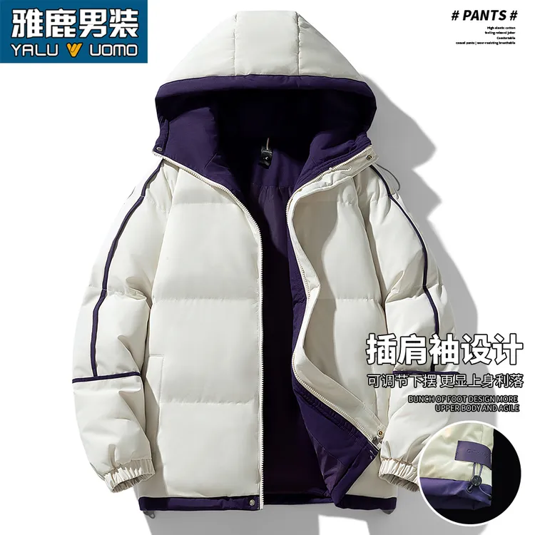 雅鹿男装加厚保暖连帽棉服情侣款冬季休闲百搭潮流港风棉服外套男