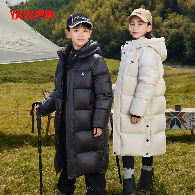 YAYA/鸭鸭儿童款中大童男女童男童反季羽绒服中长款加厚秋冬外套