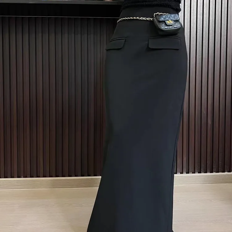 小众设计款高腰显瘦半身裙高品质防皱西装料女装半身裙