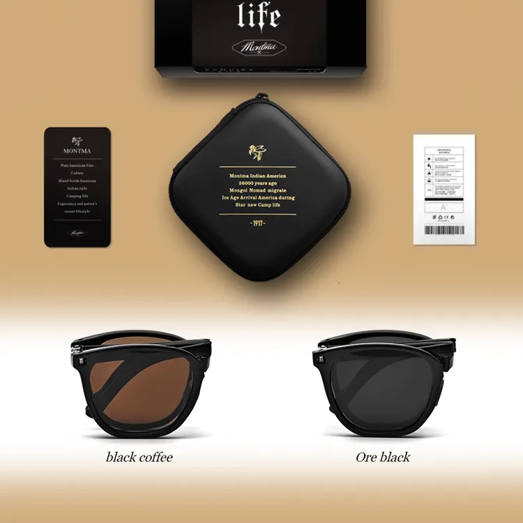 Montma美式轻量复古折叠偏光眼镜户外男女太阳镜开车驾驶摩托墨镜