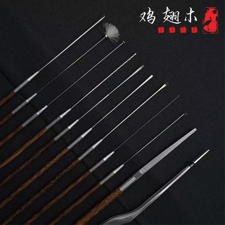 鸡翅木精品耳扒采耳工具耳勺耳钩蘑菇头耳起卷棉棒云刀采耳师专业