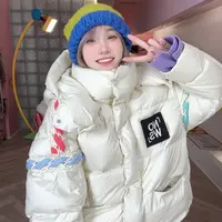 Apr.【冰淇淋】冰淇淋麻花奶油色超保暖连帽羽绒服外套设计师外套