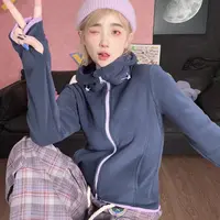 Apr.【阿勒泰】连帽开衫双拉链彩色秋冬保暖撞色T恤女外套24ST265