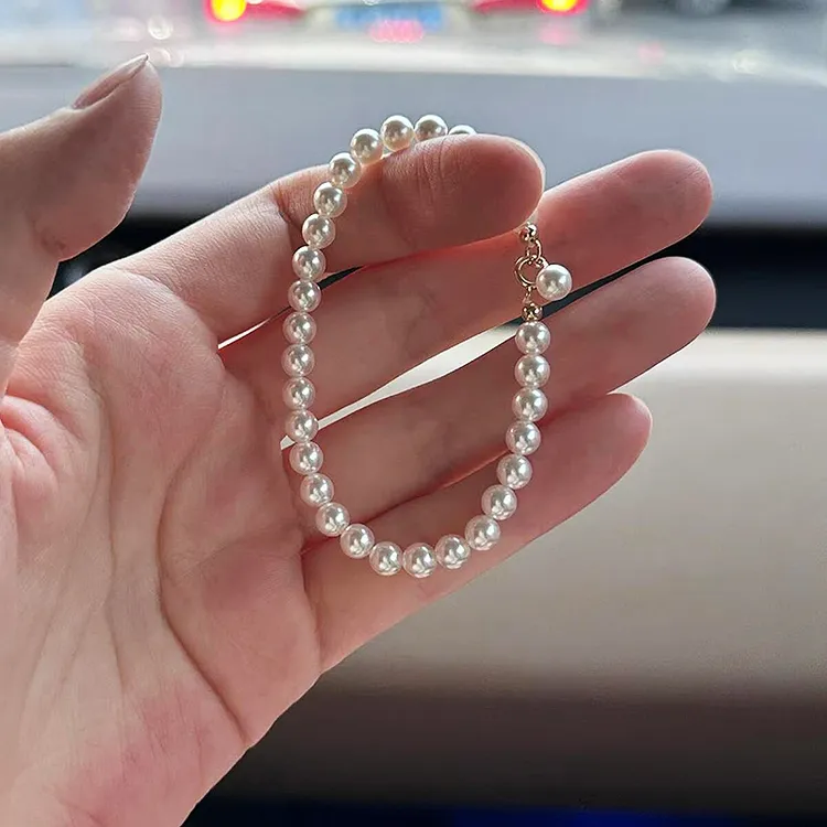 珍珠手链手串正圆极光100%纯天然白色真品18k黄金媲美海水akoya女