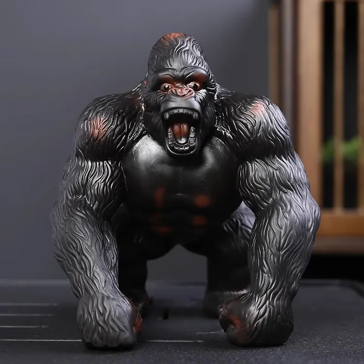 紫陶大号金刚创意茶宠摆件招财紫砂龙龟摆设茶台装饰大猩猩摆件