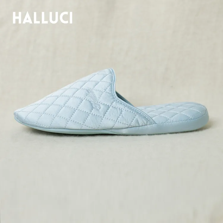 Halluci奢华缎面家居男女情侣款结婚拖鞋轻便防滑时尚软底舒适