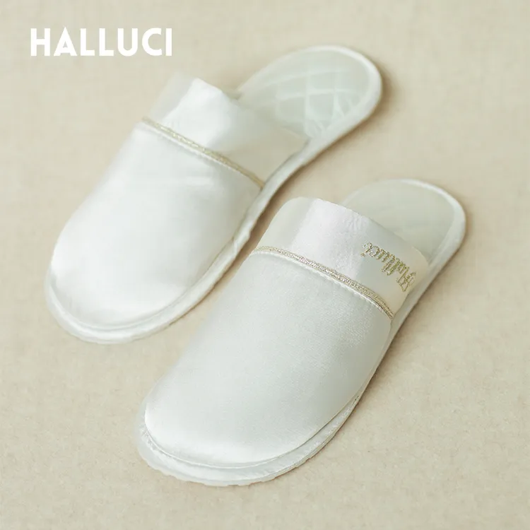 Halluci奢华缎面家居拖鞋 结婚礼物男女情侣仿真丝拖鞋高级感拉满