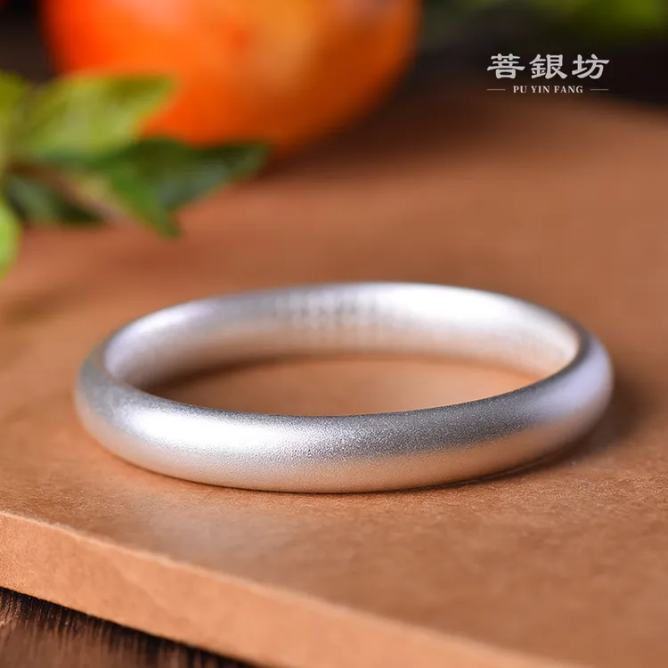 足银手镯 【菩银坊】足银999 古法心经手镯 32g 升级版