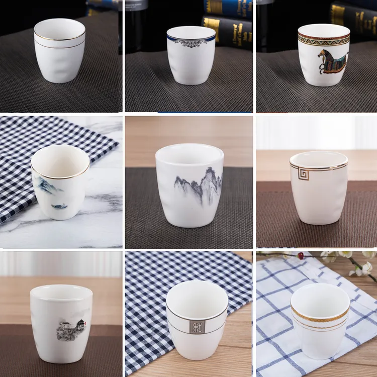 高档酒店饭店摆台茶杯多款式喝茶水杯对杯茶楼中式餐具早茶口杯子