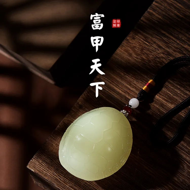 富甲天下龟壳手把件天然玉石桌面摆件雕刻龟甲把玩件解压送礼品