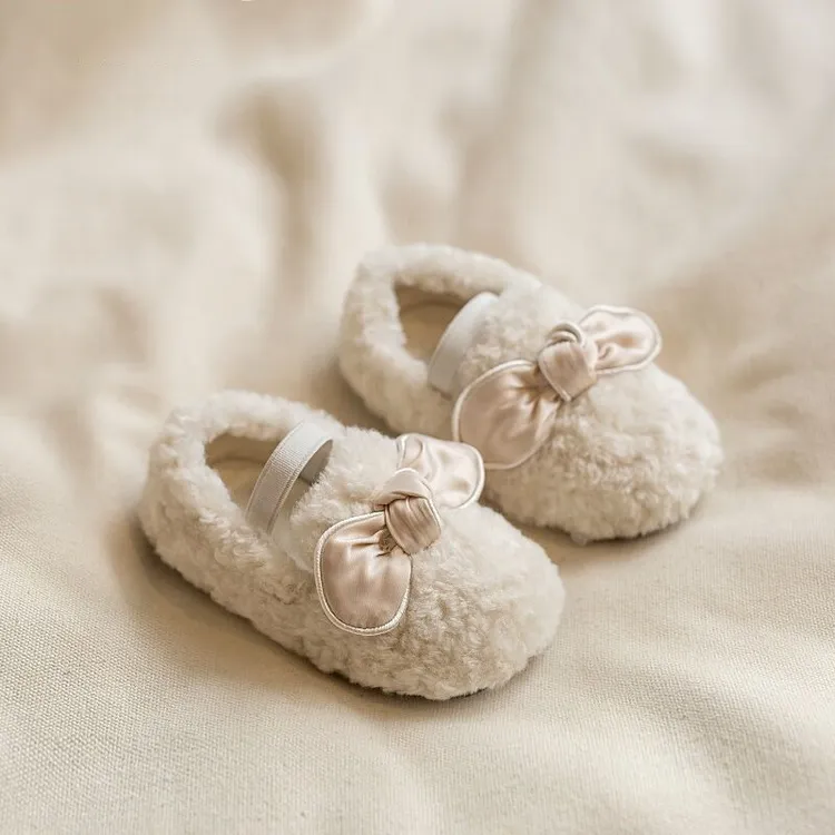 女宝宝鞋子2024冬款软底女童毛毛鞋中小童鞋加绒婴儿公主学步鞋