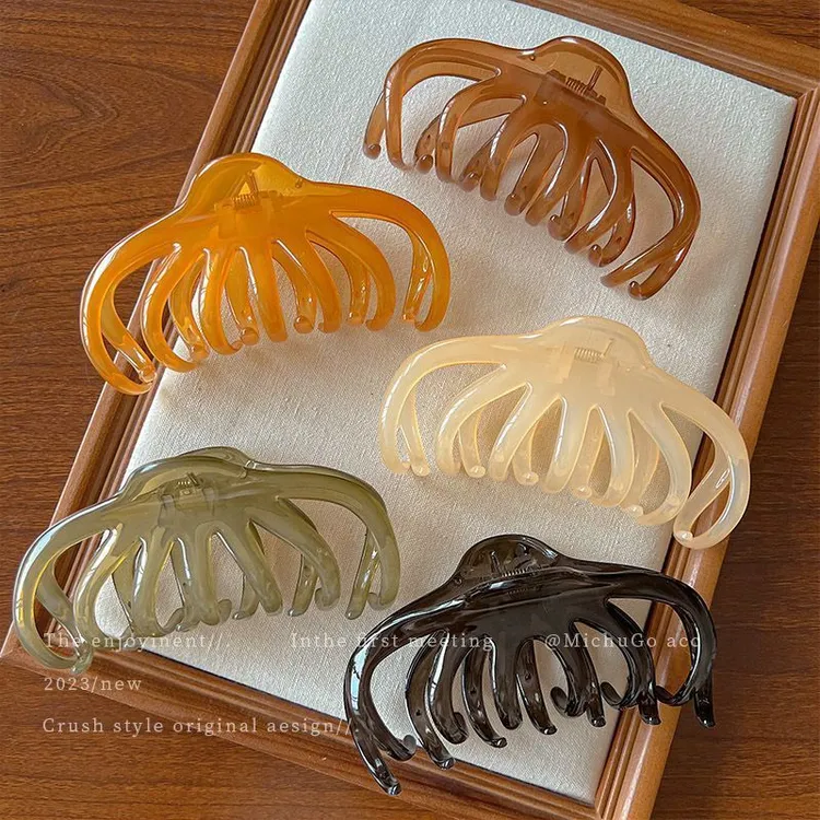 果冻色大号鲨鱼夹子女后脑勺盘发抓夹气质复古发夹发量多发卡头饰