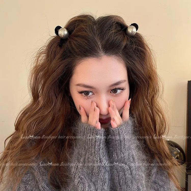 灰调半扎发发夹头饰优雅刘海小抓夹女2024新款高级感鲨鱼夹子