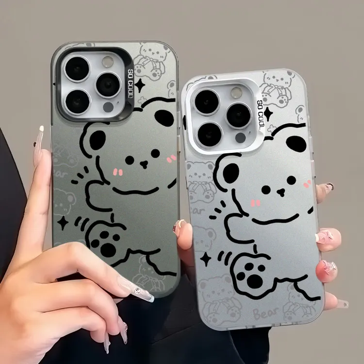 线条熊熊适用苹果16华为荣耀vivo/iqoo/oppo小米红米彩银手机壳