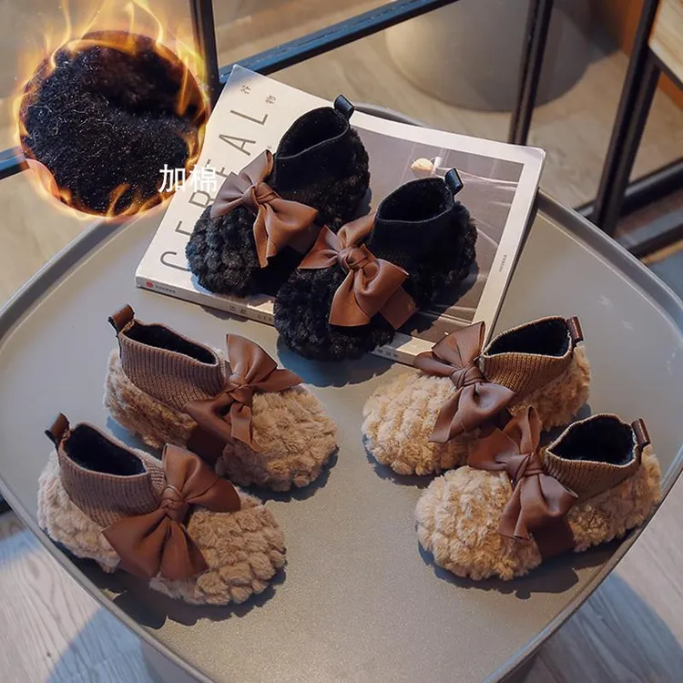 儿童棉鞋韩版时尚儿童毛毛鞋加绒二棉加厚保暖套筒宝宝棉鞋潮