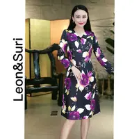 A【年终大促】“花佩云裳”高腰复古女装连衣裙显瘦修身印花连衣裙