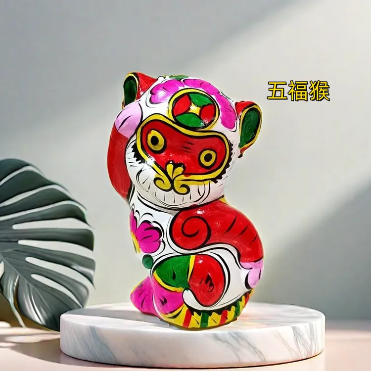 陕西凤翔纯手工十二生肖彩绘泥塑非物质文化遗产客厅卧室书房摆件