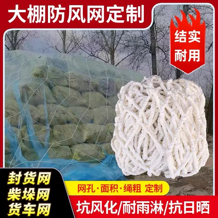 大棚防风网封草垛网大孔压膜定制网护膜网植物爬藤网封车网尼龙网