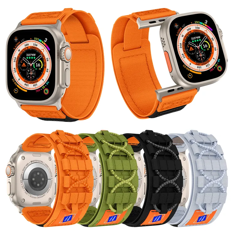 适用苹果S11AppleWatchultra32加宽加厚49mm尼龙回环运动透气表带