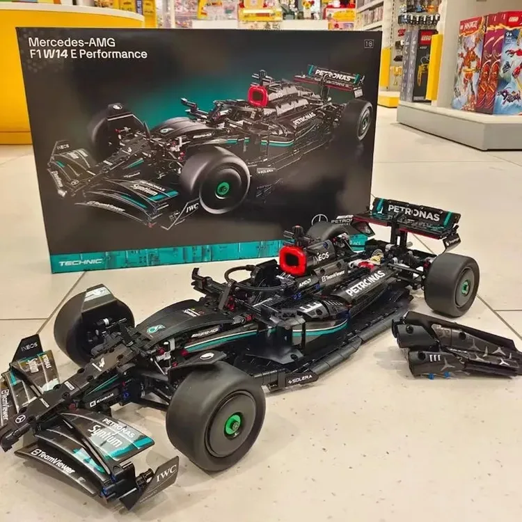 快乐高兴梅赛德斯F1奔驰方程式赛车模型拼装积木车玩具男孩大礼物