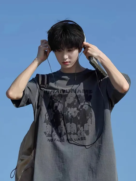 小壹古 280g重磅水洗短袖T恤男夏季美式复古男生男款宽松上衣