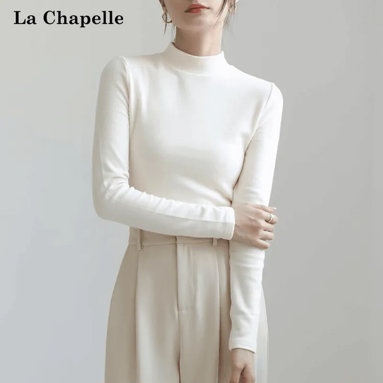 拉夏贝尔设计高级感小众秋冬白色打底衫女士内搭2025新款爆款上衣