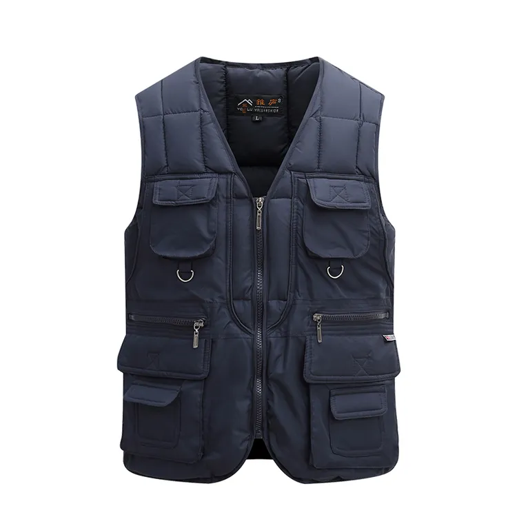 新款男士棉马夹修冬款中老年多袋爸爸装加厚宽松内穿保暖坎肩马甲