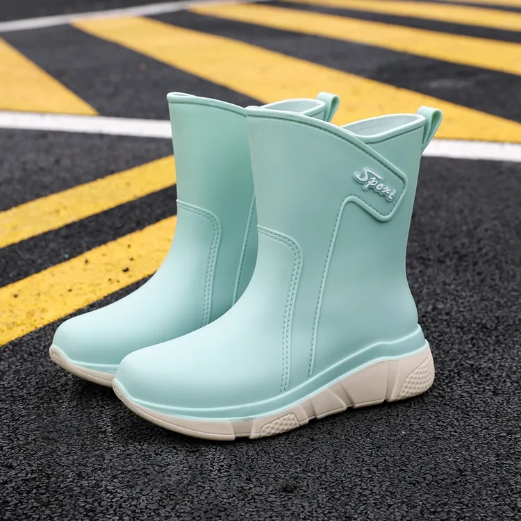 雨鞋女款外穿防水鞋加绒女时尚软底防油厨房工作胶鞋耐磨加棉保暖