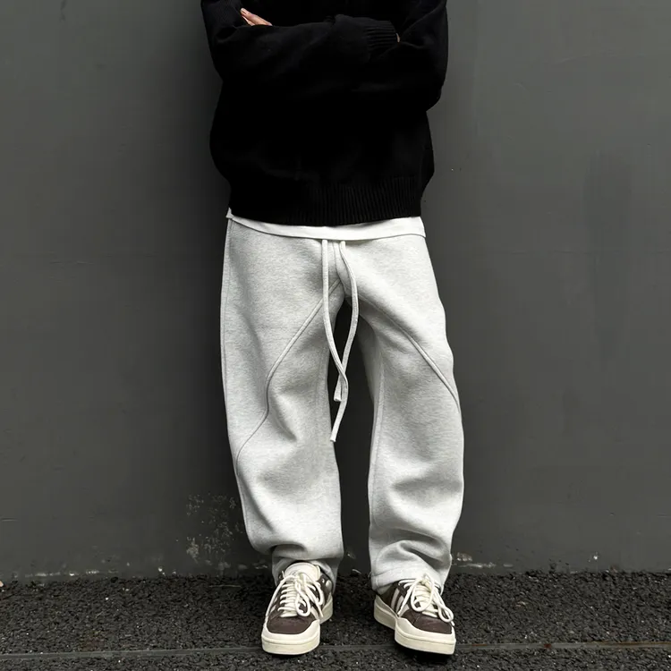 【UNAPS】秋冬500克加厚弯刀卫裤立体剪裁宽松休闲裤男女直筒裤子潮