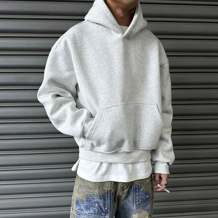 【UNAPS】秋冬500克挺阔cleanfit短款帽衫boxy厚款情侣卫衣连帽男女