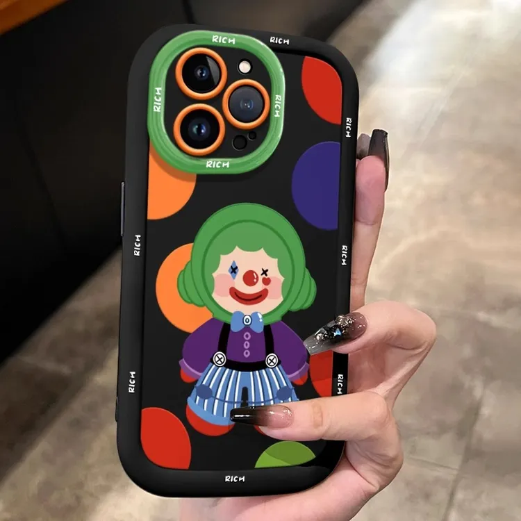 适用苹果15promax手机壳iphone14全包13防摔新款简约时尚色块小丑