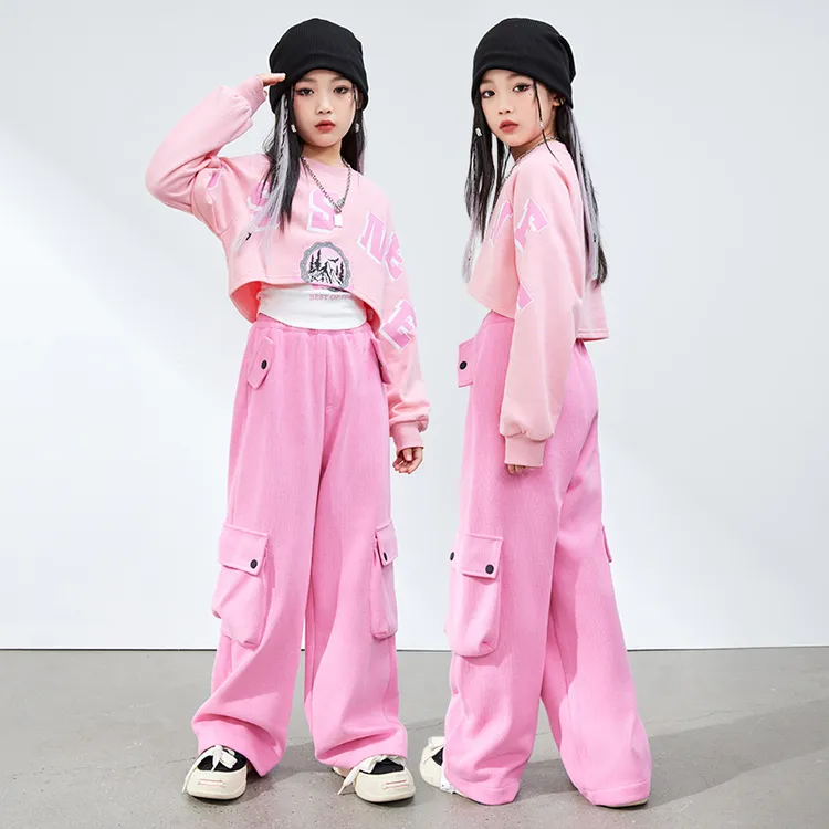 爵士舞服装女童嘻哈街舞潮服元旦儿童演出服时尚露脐走秀舞蹈服装