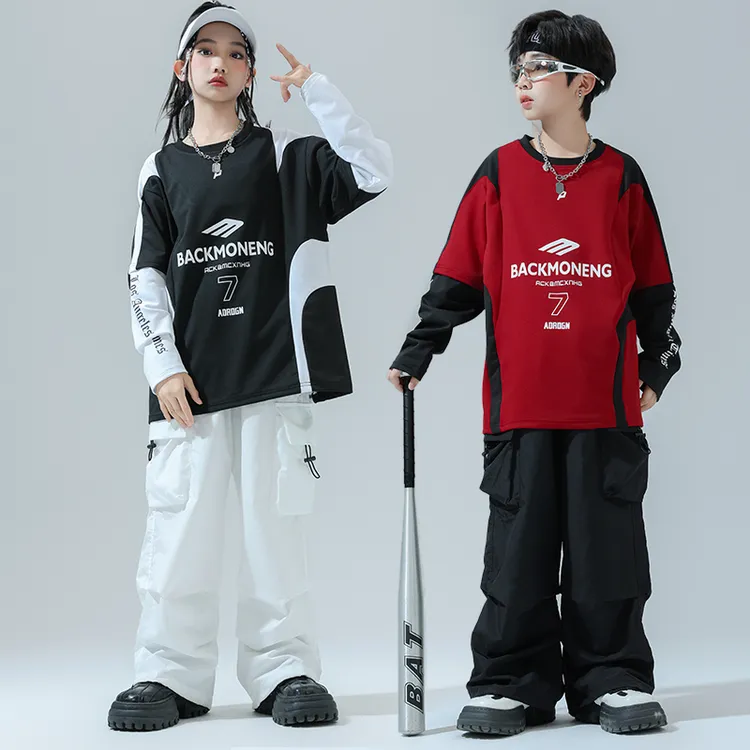 街舞儿童潮服嘻哈风炸街男童套装少儿hiphop舞蹈演出服女童爵士舞