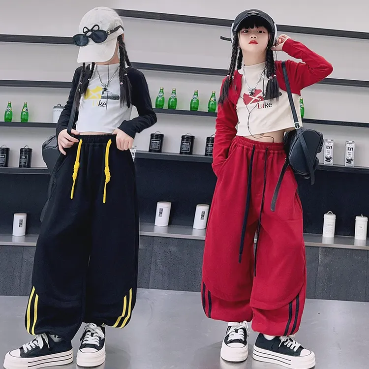 女童爵士舞服装甜酷风jazz露脐套装秋季时髦街舞童装模特走秀演出