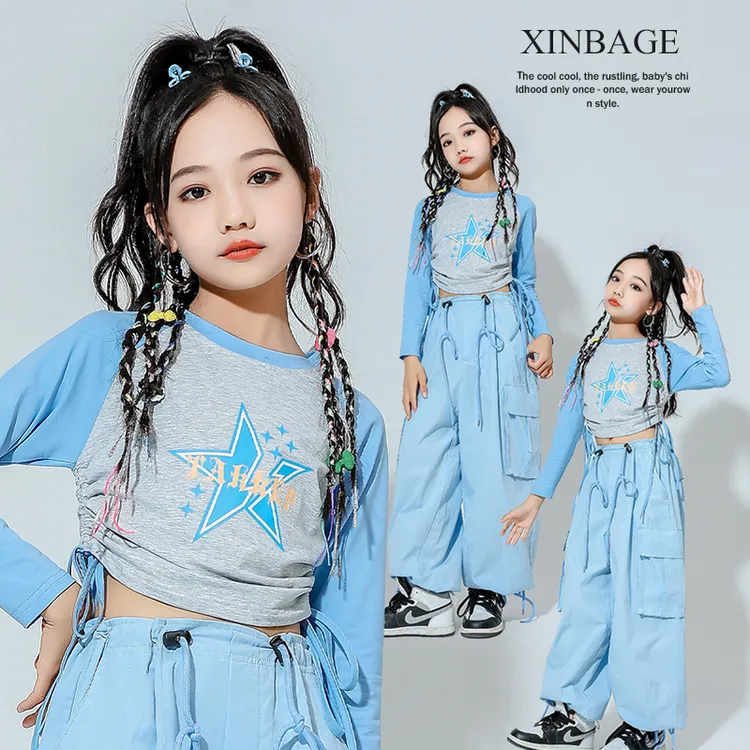 儿童爵士舞服装少儿jazz多巴胺甜酷走秀潮服女童hiphop街舞表演服