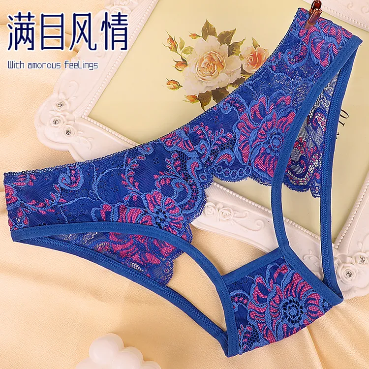 法式性感刺绣蕾丝内裤内衣镂空无痕女士内裤薄款无痕大码三角裤