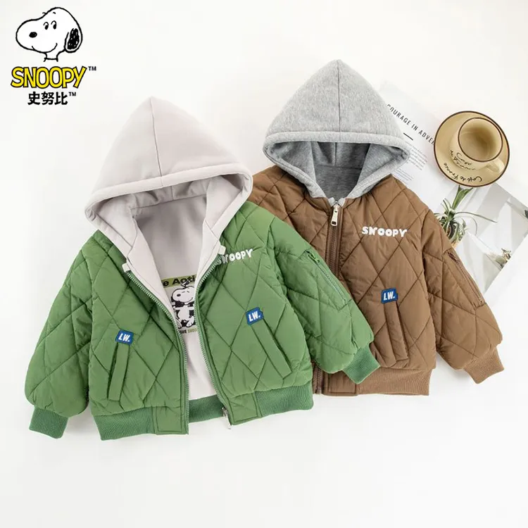 史努比2025新款儿童休闲舒适加厚秋冬夹棉外套棉服自宝宝-新款