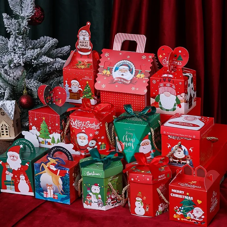 圣诞节苹果盒平安果包装盒子圣诞老人麋鹿儿童礼物手提糖果盒礼盒