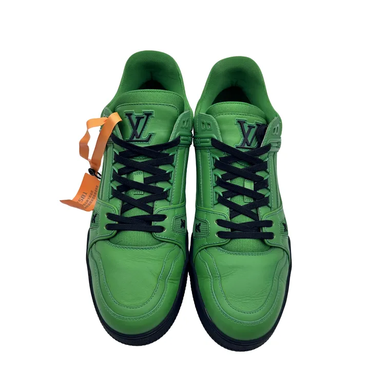Lv/8.5码42.5码/黑绿拼接trainer板鞋/97新/vv581/时尚潮流潮鞋
