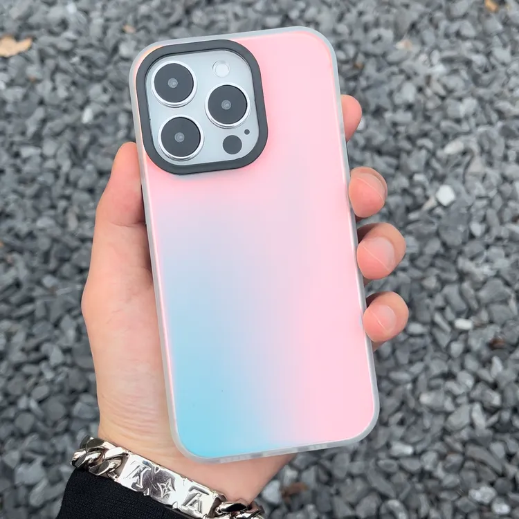 极光镭射渐变适用苹果14手机壳iphone15promax防摔13/12/11炫彩